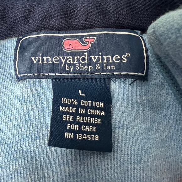 Vineyard Vines 1/4 Zip Pullover Sweatshirt Blue Sz Large Nautical Preppy Coastal - Picture 9 of 10